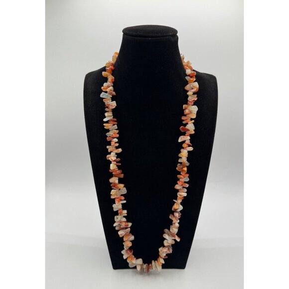 Natural Orange Agate Bead Necklace - Picture 1 of 5